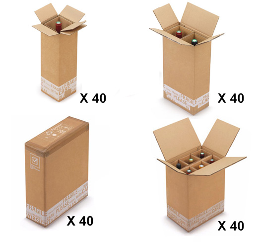 Mega Pack Emballages Assortiment Cartons de 1, 2, 3 et 6 (40 cols par réf)